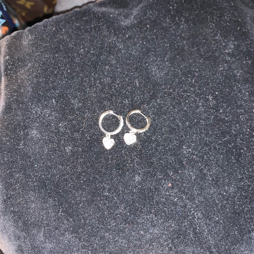 Mini heart silver plated hoops